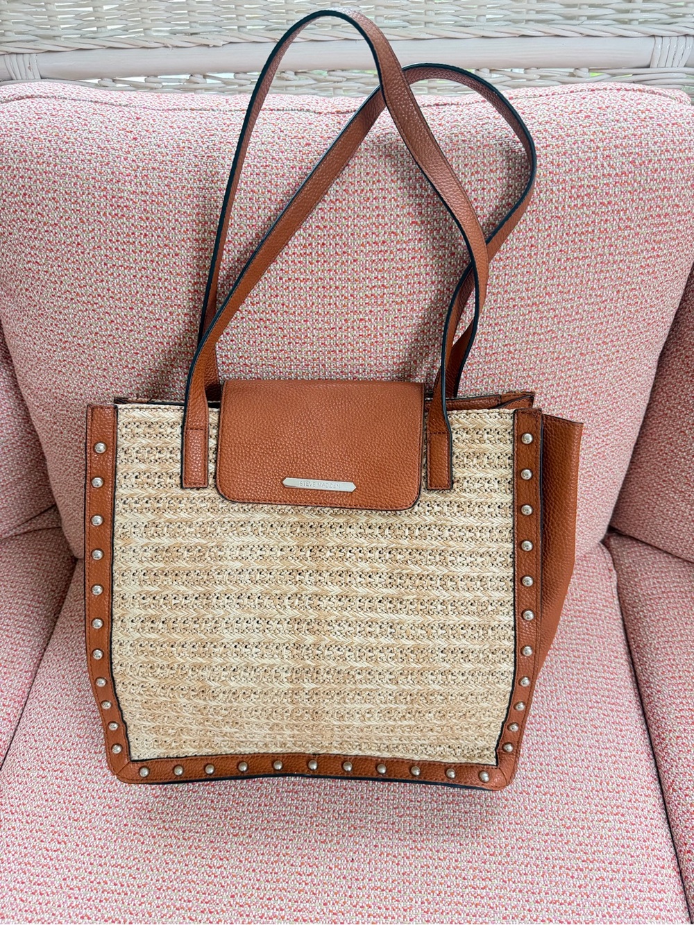 Steve Madden Straw Woven Brown Tote